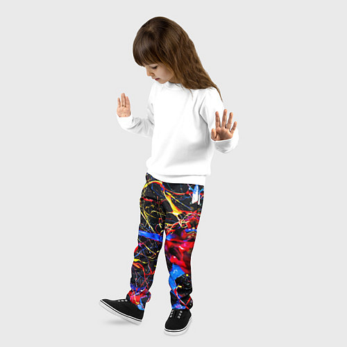 Детские брюки Импрессионизм Vanguard neon pattern / 3D-принт – фото 3