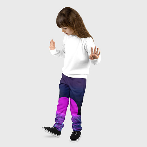 Детские брюки Закат розового солнца Vaporwave Психоделика / 3D-принт – фото 3