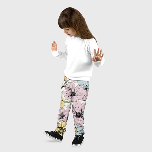 Детские брюки Цветы Винтажный Букет / 3D-принт – фото 3