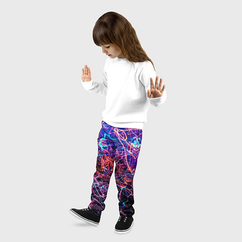 Детские брюки Красочный неоновый паттерн Импрессионизм / 3D-принт – фото 3