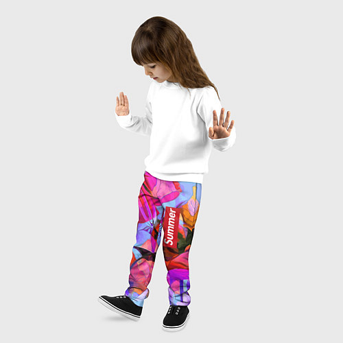Детские брюки Красочный летний цветочный паттерн Summer color pa / 3D-принт – фото 3