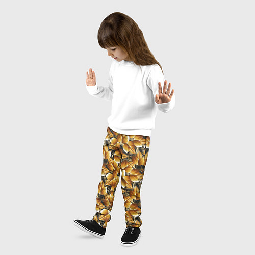 Детские брюки Объемные желтые листья / 3D-принт – фото 3