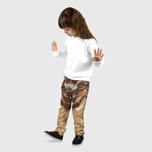Детские брюки Абстрактный, графический узор коричневого цвета / 3D-принт – фото 3