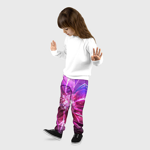 Детские брюки Неоновый Цветок Neon Flower / 3D-принт – фото 3
