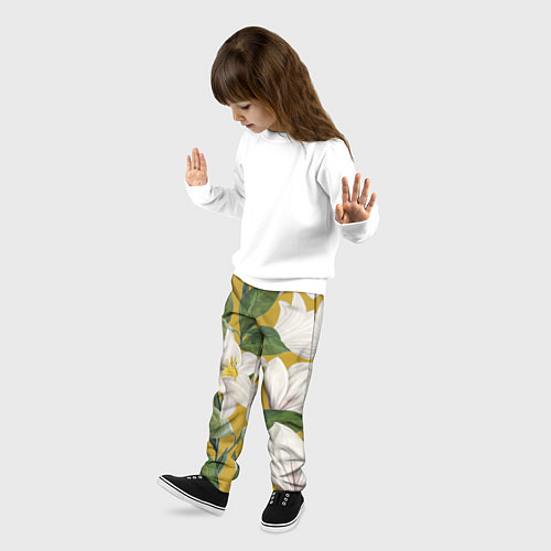 Детские брюки Цветы Белые Лилии / 3D-принт – фото 3