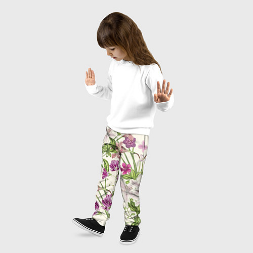 Детские брюки Цветы Розового Цвета / 3D-принт – фото 3