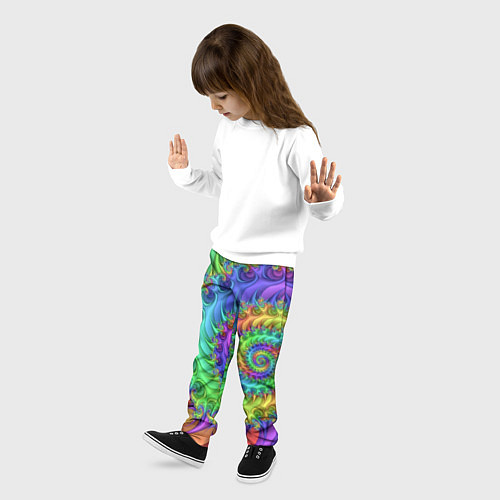 Детские брюки Красочная фрактальная спираль Узор Colorful fracta / 3D-принт – фото 3