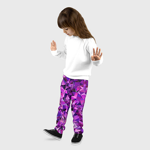 Детские брюки ФИОЛЕТОВЫЕ КРИСТАЛЛЫ / 3D-принт – фото 3