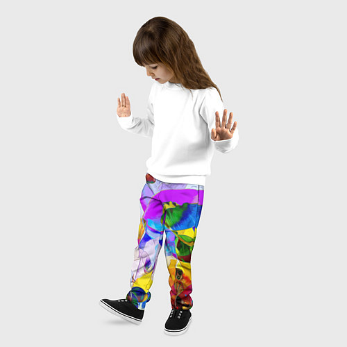 Детские брюки Цветы Буйство красок Flowers Riot of colors / 3D-принт – фото 3