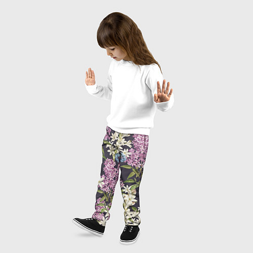 Детские брюки Цветы Розово-Сиреневые / 3D-принт – фото 3