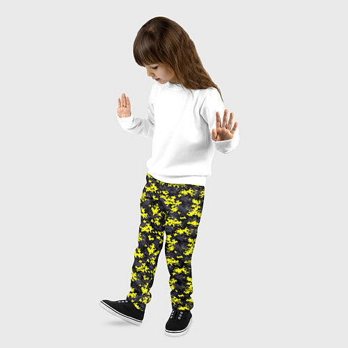 Детские брюки Камуфляж Пиксельный Чёрно-Жёлтый / 3D-принт – фото 3