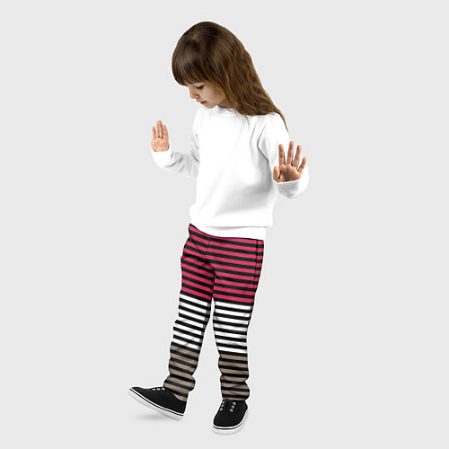 Детские брюки Красно-коричневый полосатый узор / 3D-принт – фото 3