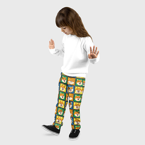 Детские брюки Разноцветная плитка сибы / 3D-принт – фото 3