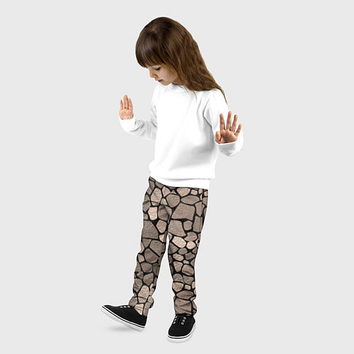 Детские брюки Черно-коричневая текстура камня / 3D-принт – фото 3
