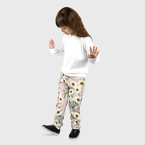 Детские брюки Цветы Летние Ромашки / 3D-принт – фото 3