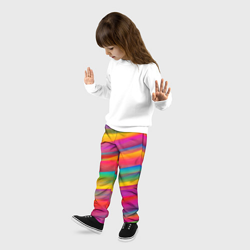 Детские брюки Красочный летний паттерн Цветные полосы / 3D-принт – фото 3