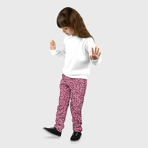 Детские брюки Минималистический паттерн на розовом фоне / 3D-принт – фото 3