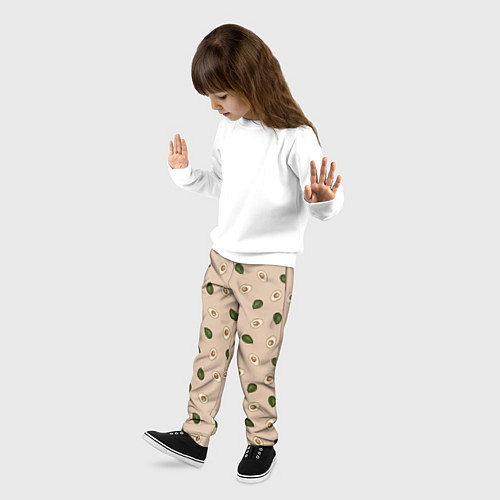 Детские брюки Авокадо на бежевом паттерн / 3D-принт – фото 3