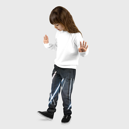 Детские брюки Неоновые лампы во тьме - Голубой / 3D-принт – фото 3