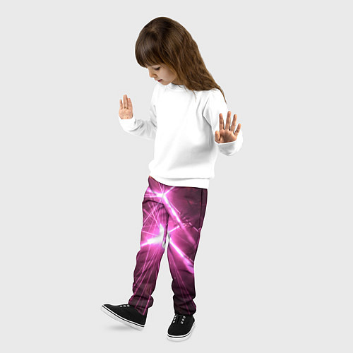 Детские брюки Неоновые лазеры во тьме - Розовый / 3D-принт – фото 3