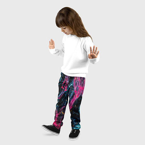 Детские брюки Неоновые краски во тьме - Розовый и голубой / 3D-принт – фото 3