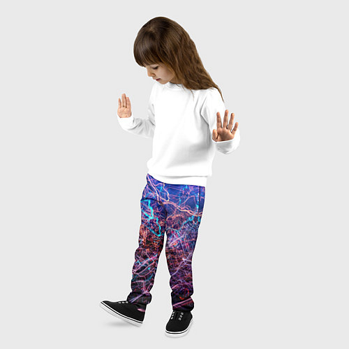 Детские брюки Неоновые сети - Синий / 3D-принт – фото 3