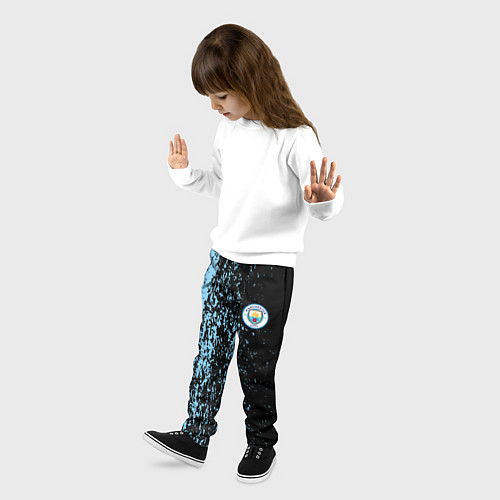 Детские брюки Manchester city манчестер сити голубые брызги / 3D-принт – фото 3