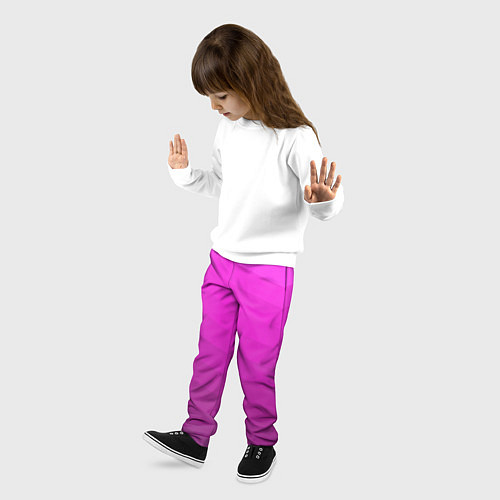 Детские брюки Розовый неоновый полосатый узор Pink neon / 3D-принт – фото 3