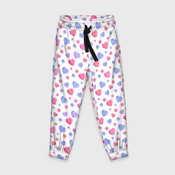 Брюки детские Милые карамельки-сердечки на белом, цвет: 3D-принт