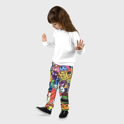 Детские брюки Fast food pattern Pop art Fashion trend / 3D-принт – фото 3