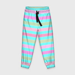 Брюки детские Pink turquoise stripes horizontal Полосатый узор, цвет: 3D-принт