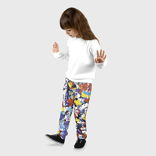 Детские брюки Смелые мазки яркой краски на холсте / 3D-принт – фото 3