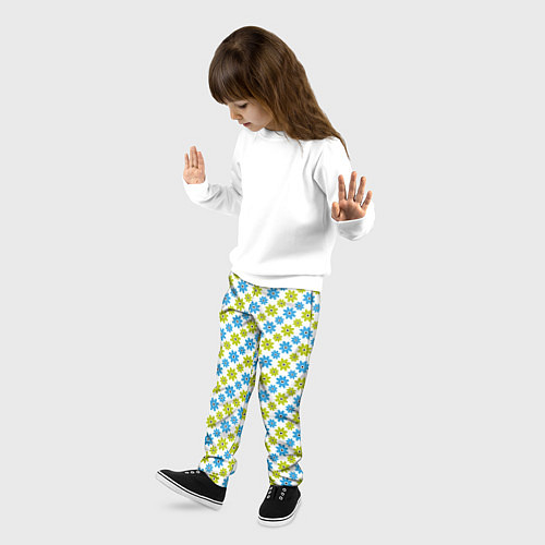 Детские брюки Зеленые и синие цветочки / 3D-принт – фото 3