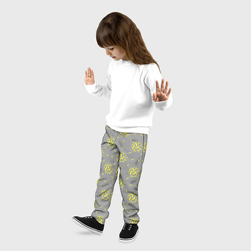 Детские брюки Банановый фейерверк на сером фоне / 3D-принт – фото 3