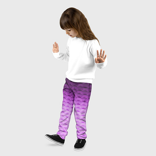 Детские брюки Фиолетово-розовый геометрический узор Градиент / 3D-принт – фото 3