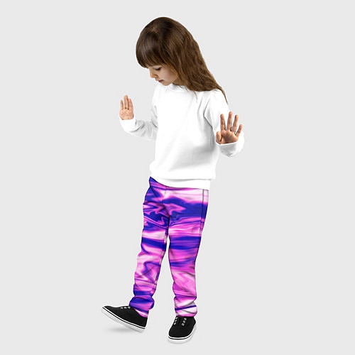 Детские брюки Розово-фиолетовый мраморный узор / 3D-принт – фото 3