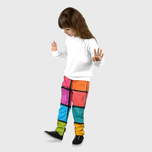 Детские брюки Абстрактный набор красок-паттернов / 3D-принт – фото 3