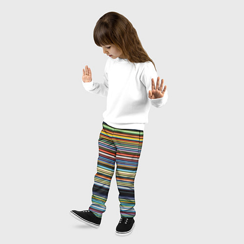 Детские брюки Абстрактное множество разноцветных линий / 3D-принт – фото 3