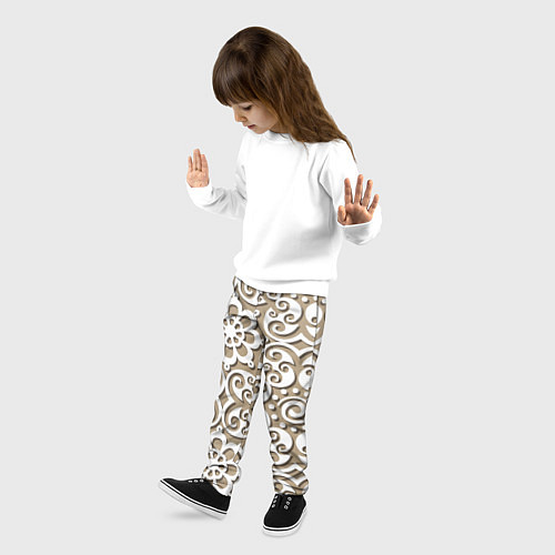 Детские брюки Цветочный кружевной орнамент / 3D-принт – фото 3