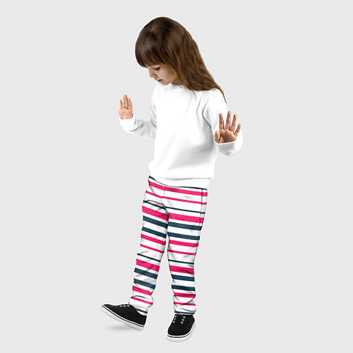 Детские брюки Красные и синие полосы на белом / 3D-принт – фото 3