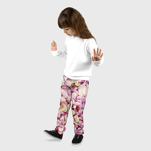 Детские брюки Розовые цветы яркой поляной / 3D-принт – фото 3