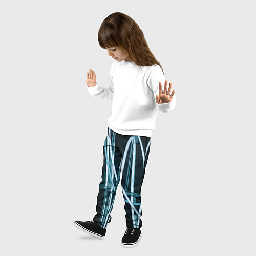 Детские брюки Неоновые белые фонари во тьме / 3D-принт – фото 3