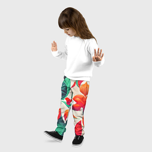 Детские брюки Элегантный цветочный орнамент / 3D-принт – фото 3