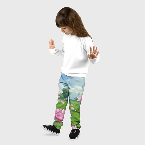 Детские брюки Вид на лотосы аниме / 3D-принт – фото 3