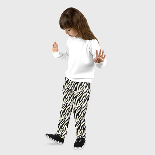 Детские брюки Тигровый полосатый узор-черные, бежевые полосы на / 3D-принт – фото 3