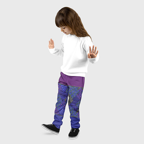 Детские брюки Combined burgundy-blue pattern with patchwork / 3D-принт – фото 3