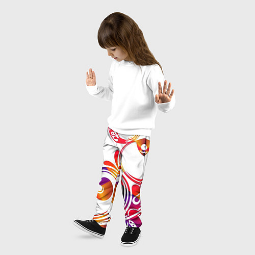 Детские брюки Узор на белом фоне / 3D-принт – фото 3