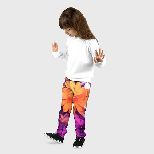 Детские брюки Яркие фанстастические цветы / 3D-принт – фото 3