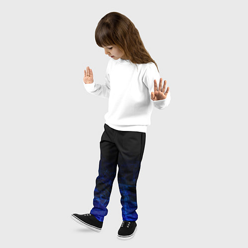 Детские брюки Однотонный черный и темно синий гранжевый градиент / 3D-принт – фото 3