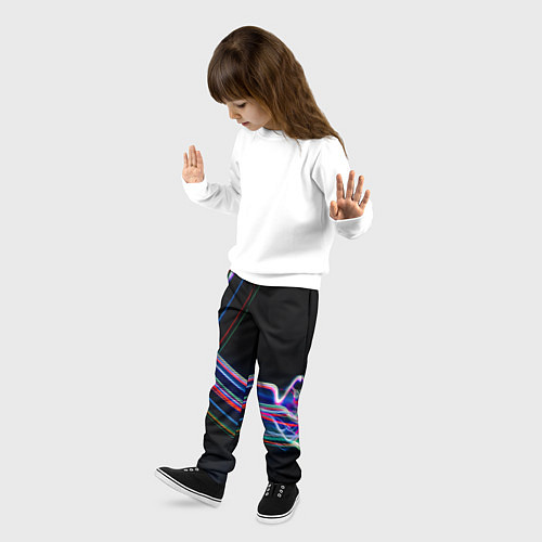 Детские брюки Неоновые линии во тьме / 3D-принт – фото 3